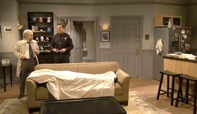 Take one very tidy single Manhattan murder victim's apartment and add a Columbo-esque detective paired with a Seinfeld-fan cop: